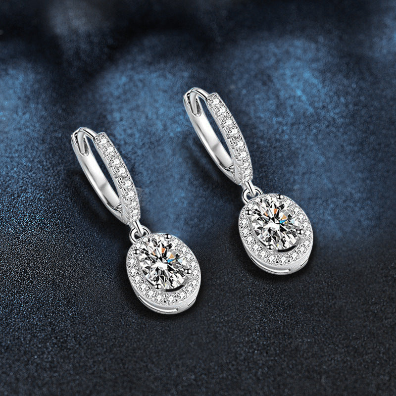 925 Sterling Silver Oval Moissanite Earrings