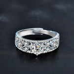 925 Sterling Silver Moissanite Hollow Out Ring