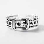 S925 Sterling Silver Creative Leather Buckle Ring