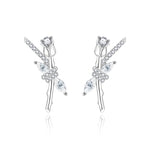 S925 Sterling Silver Marquise Moissanite Rose Lover Earrings