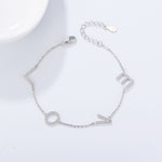 S925 Sterling Silver Love English Beaded Letter-Printing Zircon Inlaid Bracelet