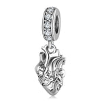 S925 Sterling Silver Anatomical Heart Zircon Inlaid Pendant