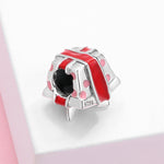 S925 Sterling Silver Christmas Rabbit Ear Gift Box Beaded Pendant
