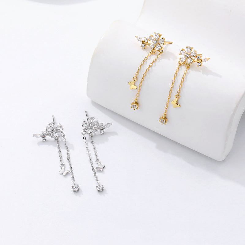 925 Sterling Silver and Zircon Drop Earrings