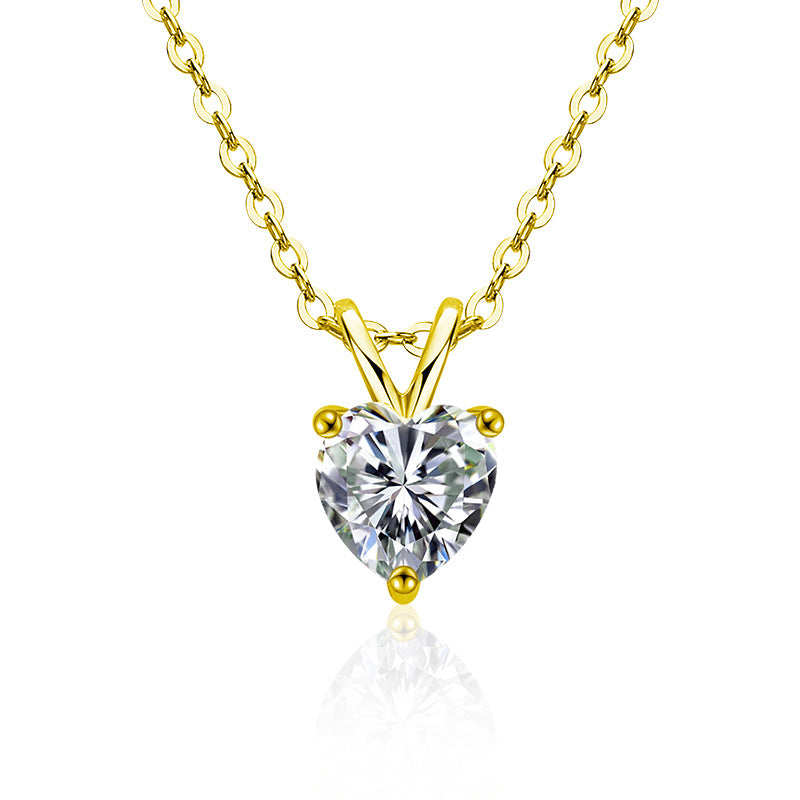 S925 Sterling Silver Moissanite Heart-Shaped Necklace