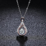 S925 Sterling Silver Moissanite Beating Heart Water Drop Pendant Necklace