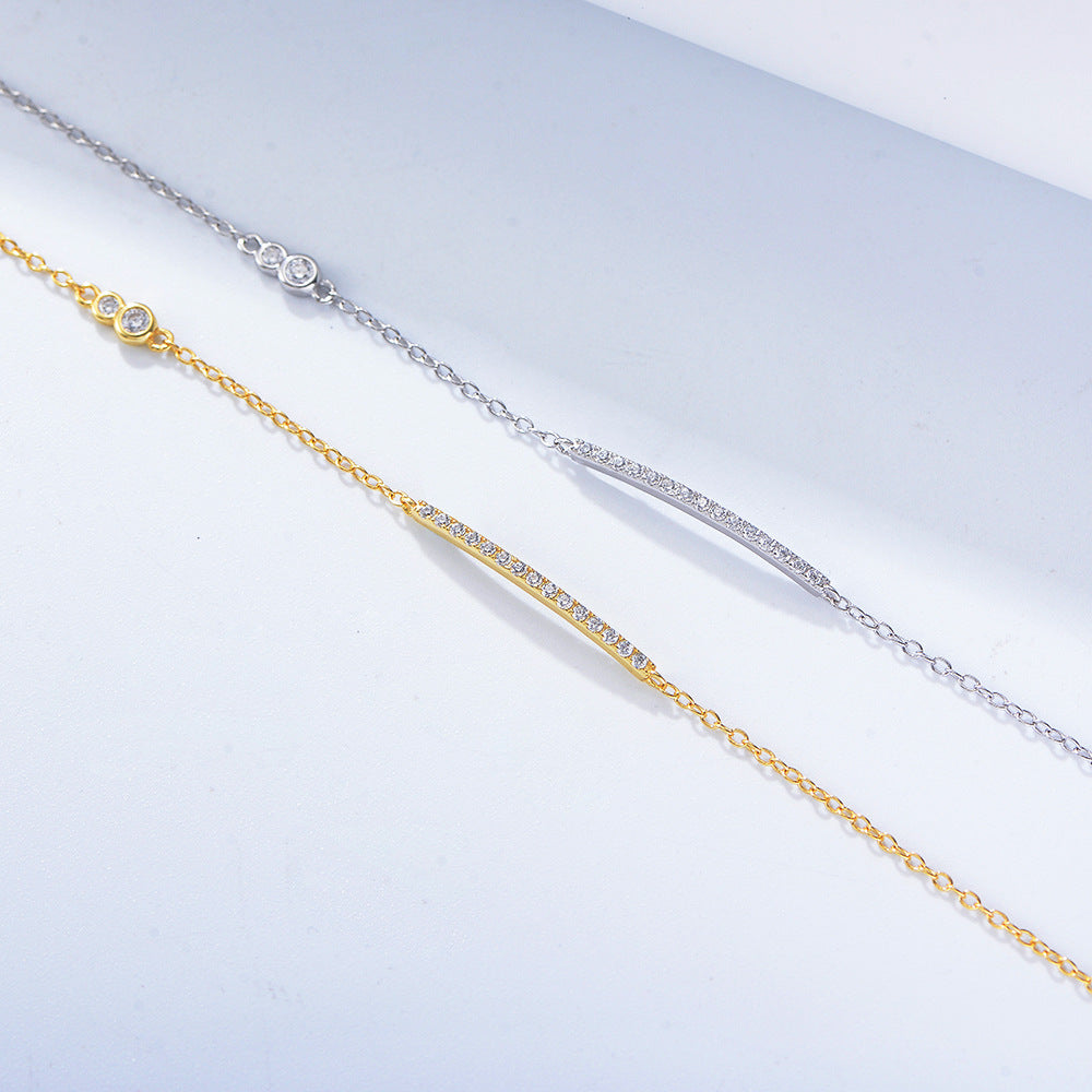 S925 Sterling Silver Simple Zircon Inlaid Bracelet