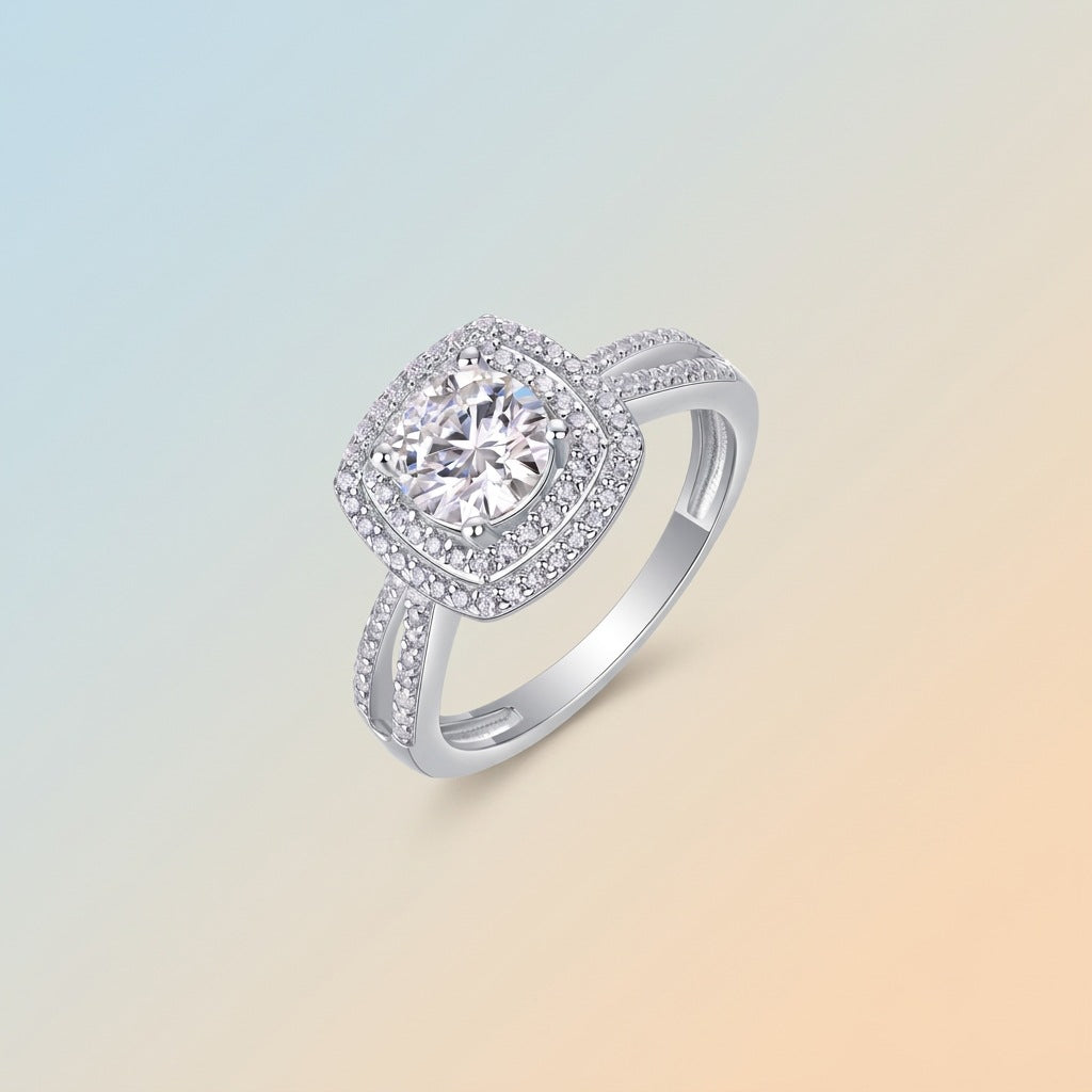 S925 Silver Sweet-Style Moissanite Ring