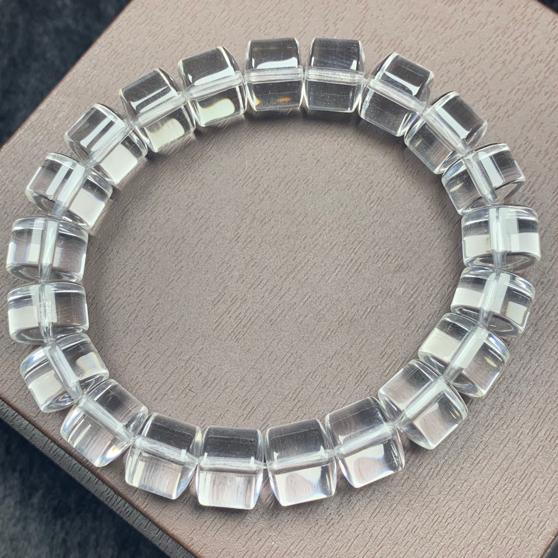 Natural Flawless White Crystal Rondelle Bead Bracelet