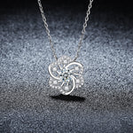 S925 Sterling Silver Moissanite Lace Cutout Full Inlaid Flower-Shaped Pendant Necklace