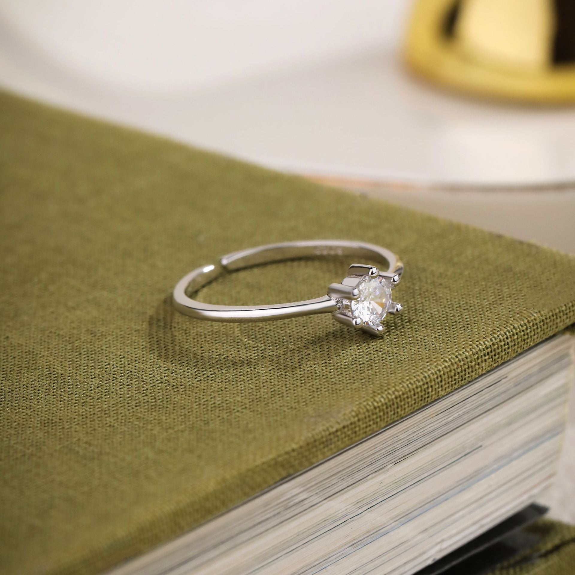 S925 Sterling Silver Zircon Open Ring