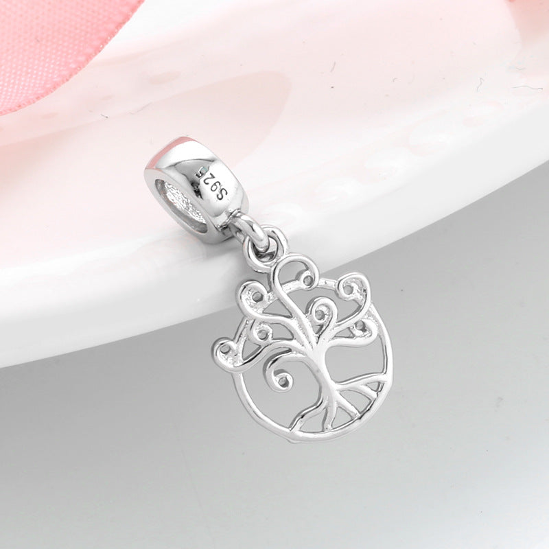 S925 Sterling Silver Hollow Design Zircon Tree of Life Pendant