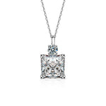 S925 Sterling Silver Moissanite Small Square Necklace