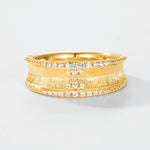S925 Sterling Silver Gold-Plated Bohemian Vintage Style Zircon Ring