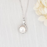 S925 Sterling Silver Moissanite Streamer Pearl Pendant Necklace