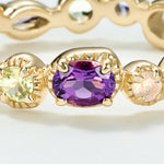 S925 Sterling Silver Gold Plated Multi-Stone Natural Gemstone Ring