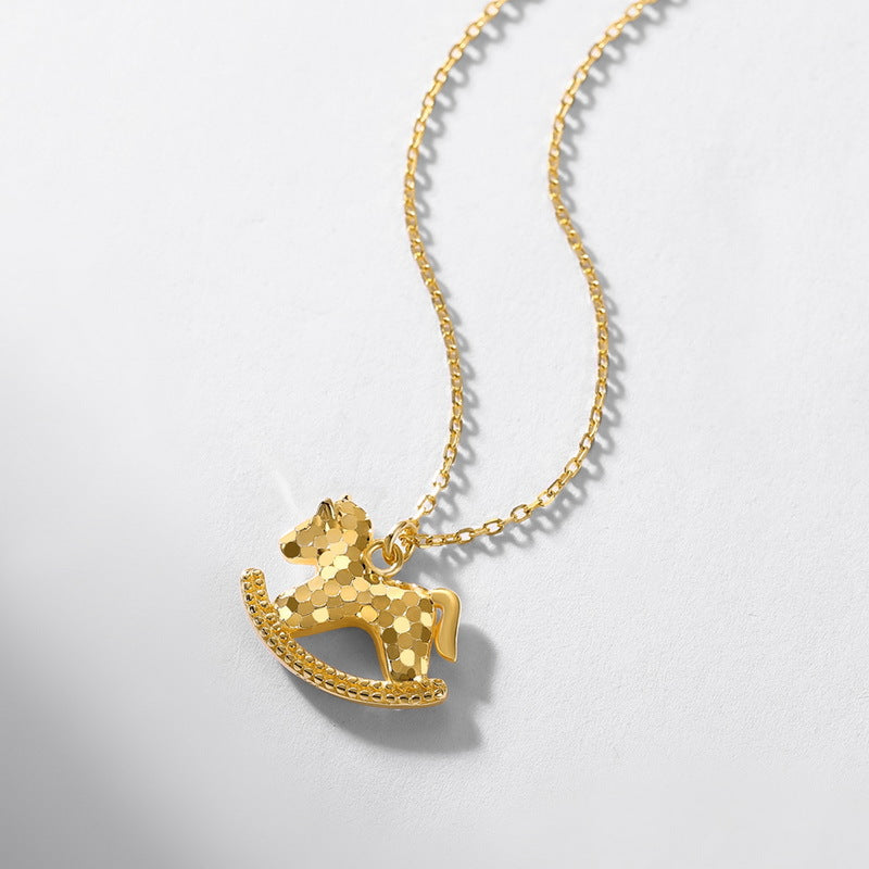 S925 Sterling Silver Gold-Plated Trojan Horse Pendant Necklace