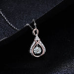 S925 Sterling Silver Moissanite Beating Heart Water Drop Pendant Necklace