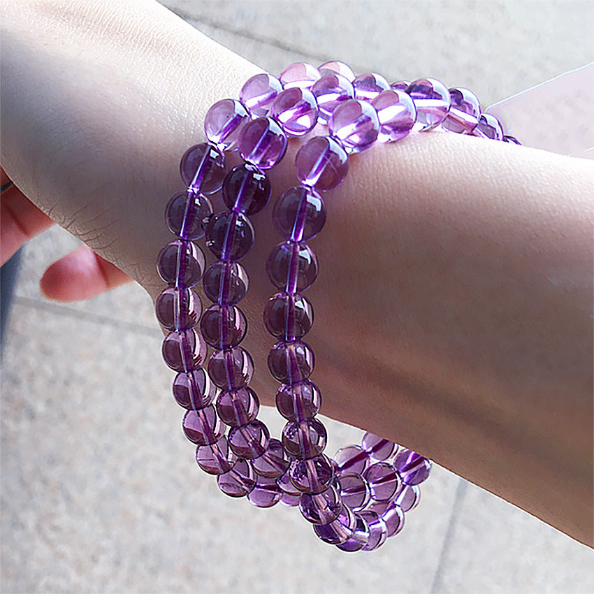 Natural Brazilian Amethyst Three-Wrap Bracelet