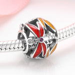 S925 Sterling Silver Dragonfly Zircon Inlaid Bead Pendant