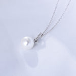 S925 Sterling Silver Zircon Pendant Pearl Necklace