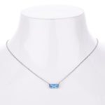 Rectangular colored zircon s925 sterling silver December birthstone collar necklace