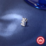 S925 Sterling Silver Spiral Cartilage Stud with Butterfly and Moissanite(Single unit)
