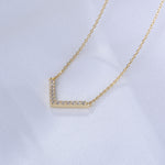 S925 Sterling Silver Zircon Inlaid V-Shaped Necklace