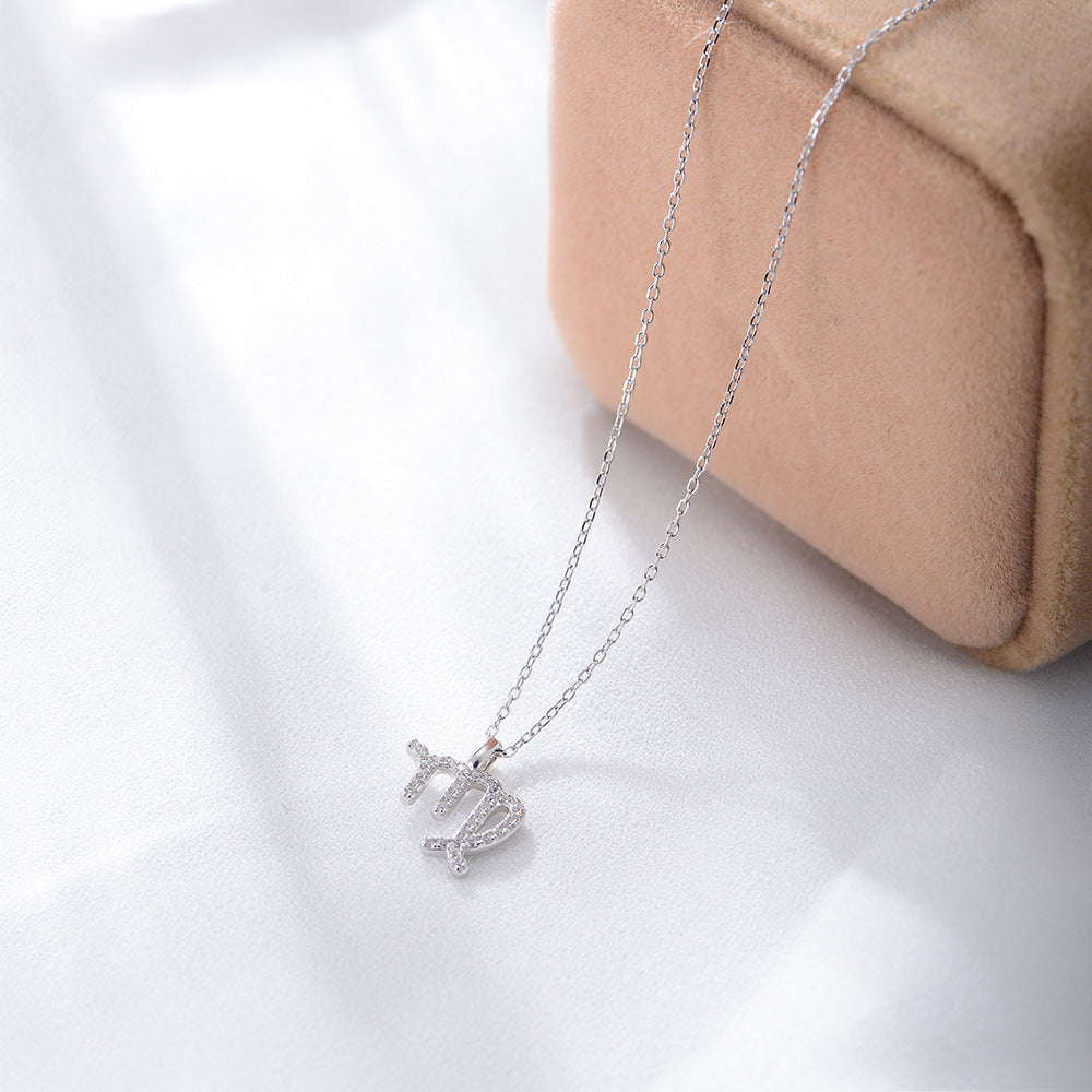 S925 Silver Zircon Inlaid Twelve Constellation Pendant Necklace