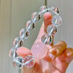 Multi-Gemstone Bracelet: Natural High-Clarity White Crystal and Madagascar Rose Quartz
