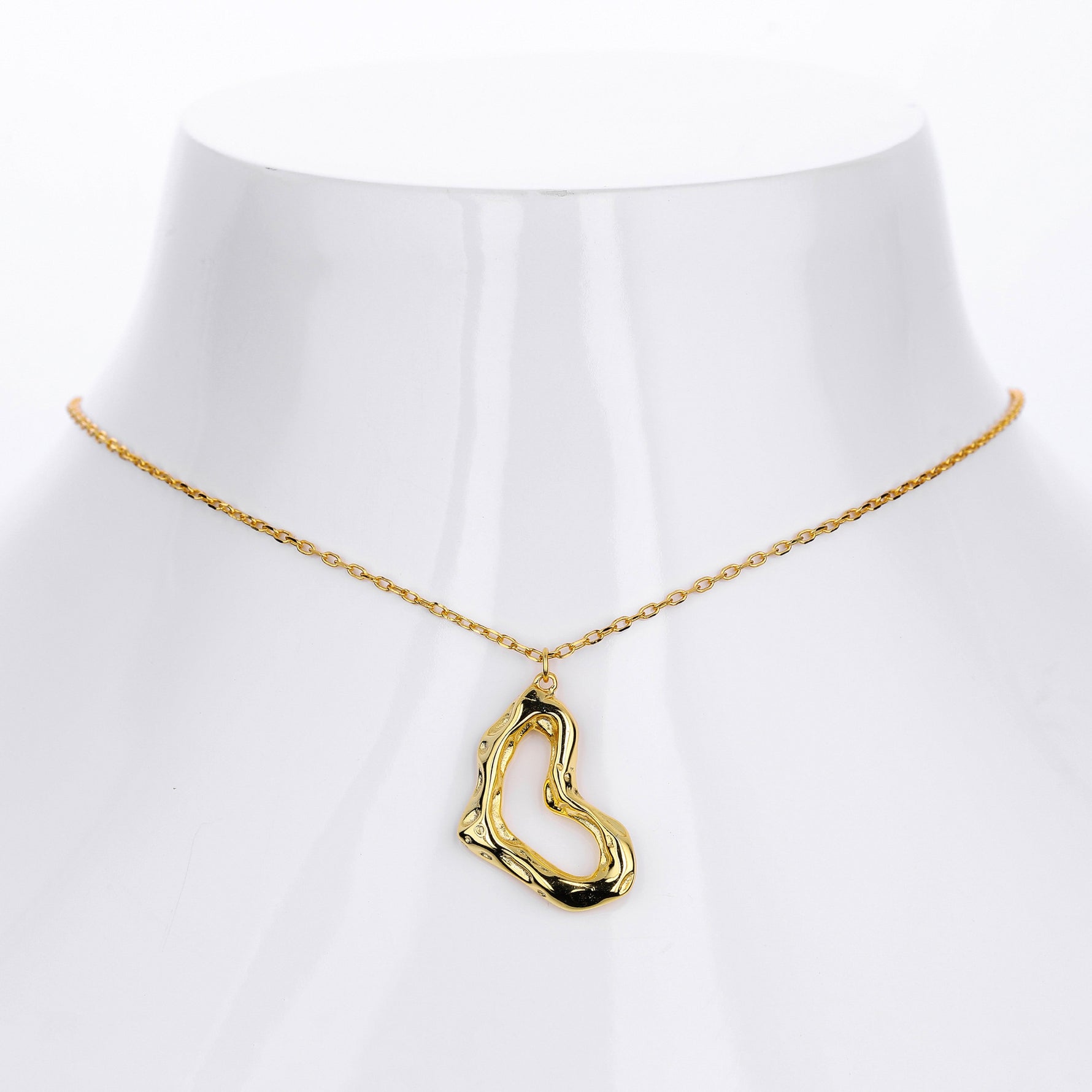 S925 Sterling Silver Irregular Wrinkles Heart Necklace