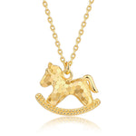 S925 Sterling Silver Gold-Plated Trojan Horse Pendant Necklace