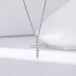 S925 Sterling Silver Faith Pendant with Zircon Cross Necklace