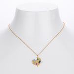 S925 Sterling Silver Heart Necklace Inlaid with Colored Zirconium