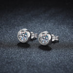 S925 Sterling Silver Moissanite Classic Round Stud Earrings