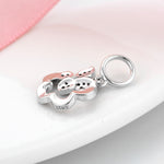 S925 Sterling Silver Zircon Pink Sakura Enamel Butterfly Pendant