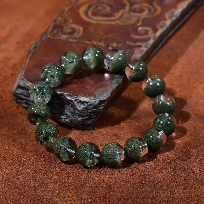 Natural Green Phantom Crystal Bracelet