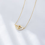 S925 Sterling Silver Simple Zircon Inlaid Heart-Shaped Buckle Necklace