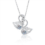 S925 Sterling Silver Moissanite Double Swan Pendant Necklace