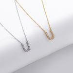 S925 Sterling Silver Simple Zircon Necklace with English Letters