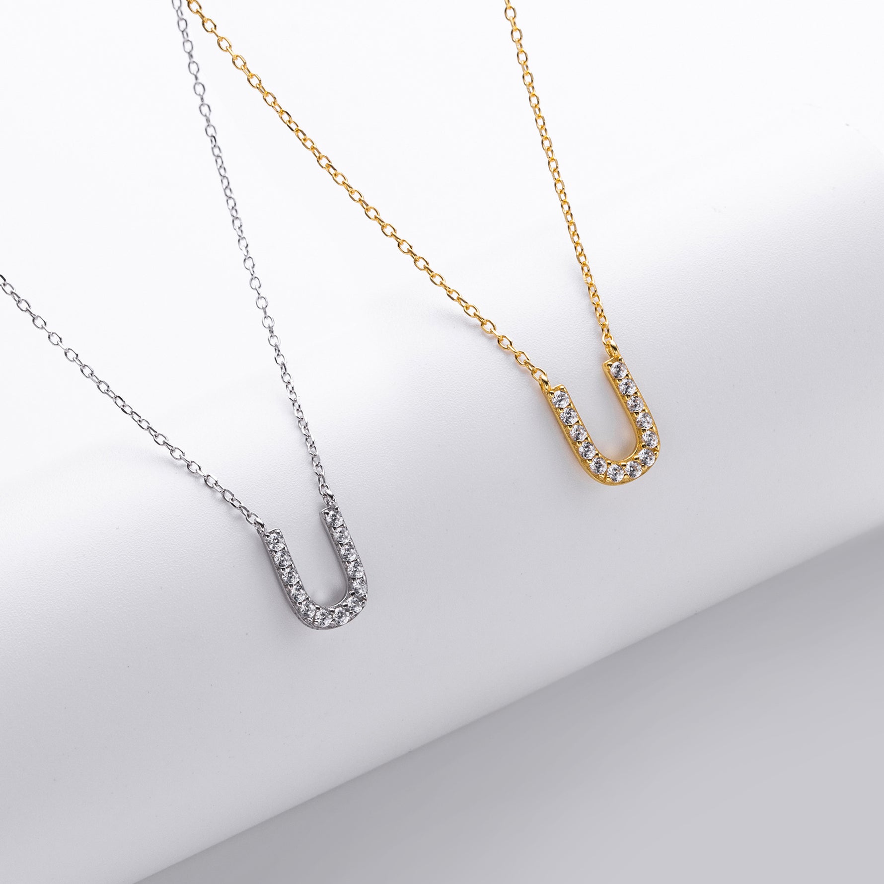 S925 Sterling Silver Simple Zircon Necklace with English Letters