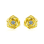 Moissanite rose earrings, S925 sterling silver, elegant and understated luxury.