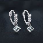 S925 Sterling Silver Moissanite Four-Prong Pendant Earrings