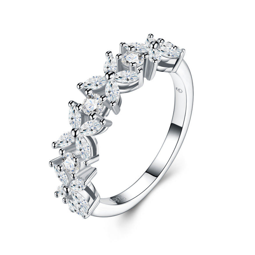 S925 Silver Moissanite Solid Band Ring