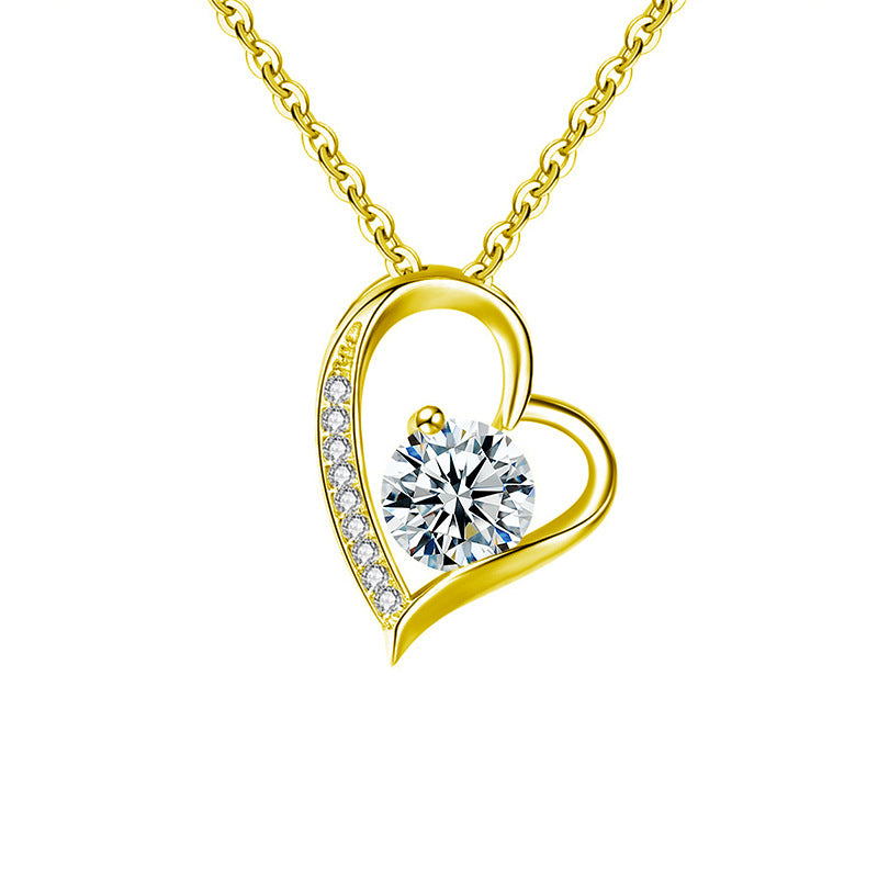 S925 Sterling Silver Moissanite Heart-Shaped Necklace
