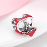 S925 Sterling Silver Red Bikini Swimsuit Bead Pendant