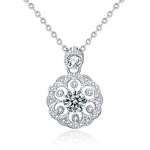 S925 Sterling Silver Moissanite Cherry Blossom Pendant Necklace