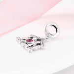 S925 Sterling Silver Family House with Four Members Zircon Inlaid Pendant