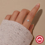 S925 Sterling Silver Moissanite Adjustable Chain Ring
