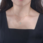 S925 Sterling Silver Simple Geometric Retro Natural Sky Blue Topaz Necklace
